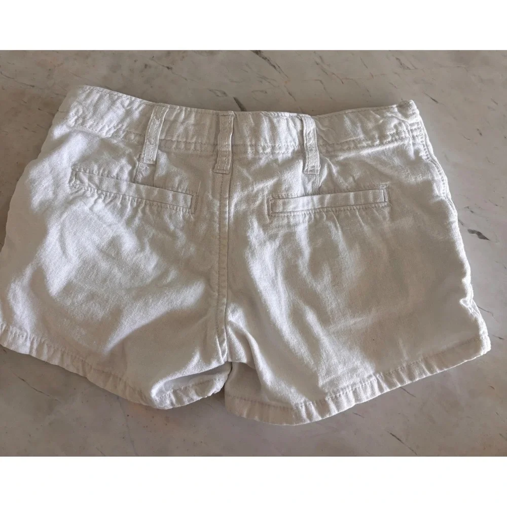 Old Navy Girls White Linen Blend Shorts Size 10 Casual Summer Beachy
